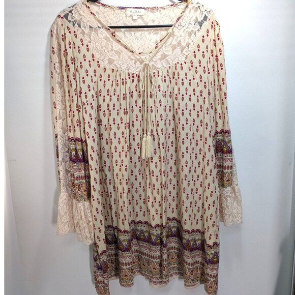 Velzera Women’s Bohemian Lace Floral Multi-Color Tunic Dress Size M - Picture 2 of 10